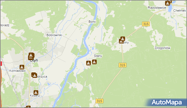 mapa Stany gmina Nowa Sól, Stany gmina Nowa Sól na mapie Targeo