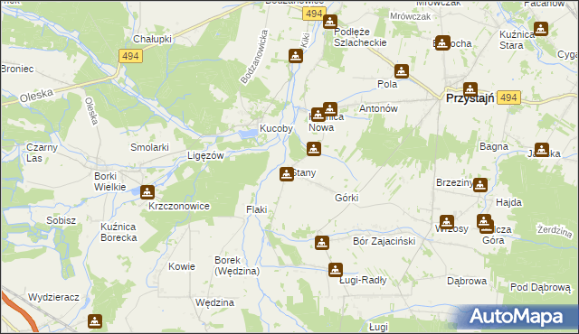 mapa Stany gmina Przystajń, Stany gmina Przystajń na mapie Targeo