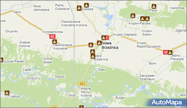 mapa Stara Brzeźnica, Stara Brzeźnica na mapie Targeo