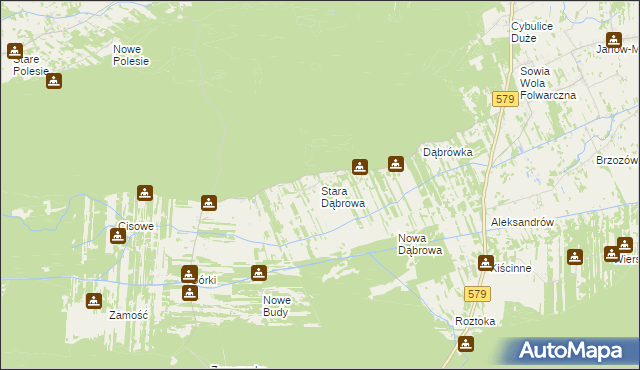 mapa Stara Dąbrowa gmina Leoncin, Stara Dąbrowa gmina Leoncin na mapie Targeo