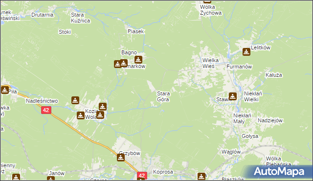 mapa Stara Góra gmina Stąporków, Stara Góra gmina Stąporków na mapie Targeo