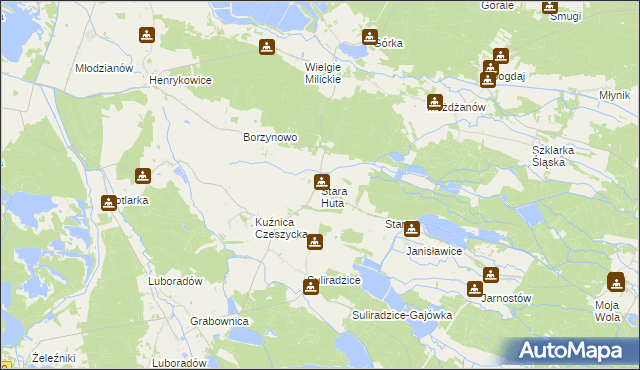 mapa Stara Huta gmina Krośnice, Stara Huta gmina Krośnice na mapie Targeo