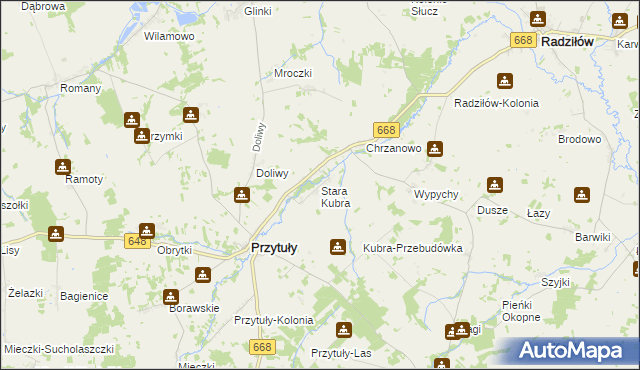 mapa Stara Kubra, Stara Kubra na mapie Targeo