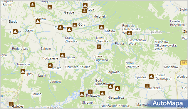 mapa Stara Łagowica, Stara Łagowica na mapie Targeo