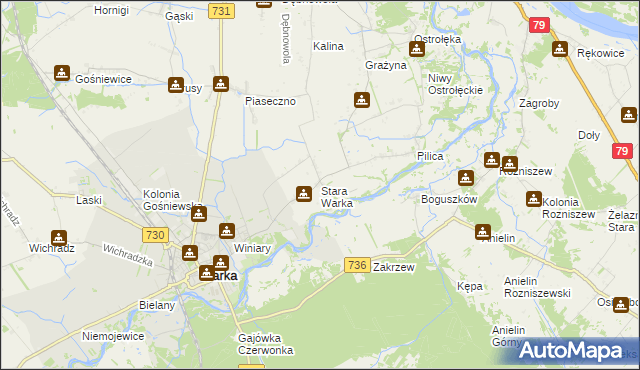 mapa Stara Warka, Stara Warka na mapie Targeo