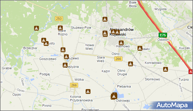 mapa Stara Wieś gmina Aleksandrów Kujawski, Stara Wieś gmina Aleksandrów Kujawski na mapie Targeo