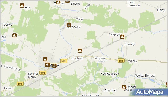 mapa Stara Wieś gmina Mordy, Stara Wieś gmina Mordy na mapie Targeo