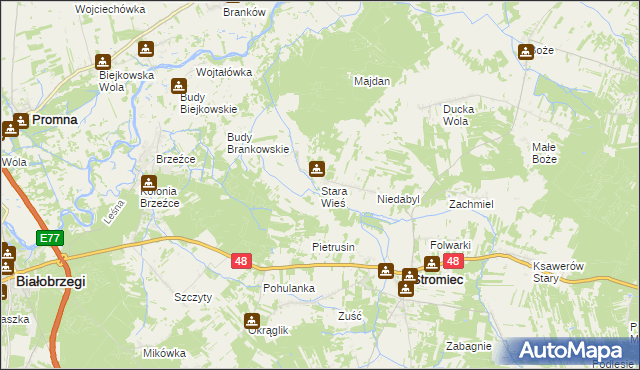 mapa Stara Wieś gmina Stromiec, Stara Wieś gmina Stromiec na mapie Targeo