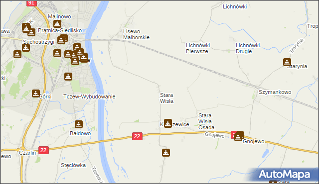 mapa Stara Wisła, Stara Wisła na mapie Targeo