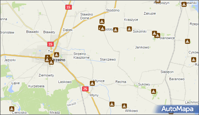 mapa Starczewo gmina Strzelno, Starczewo gmina Strzelno na mapie Targeo