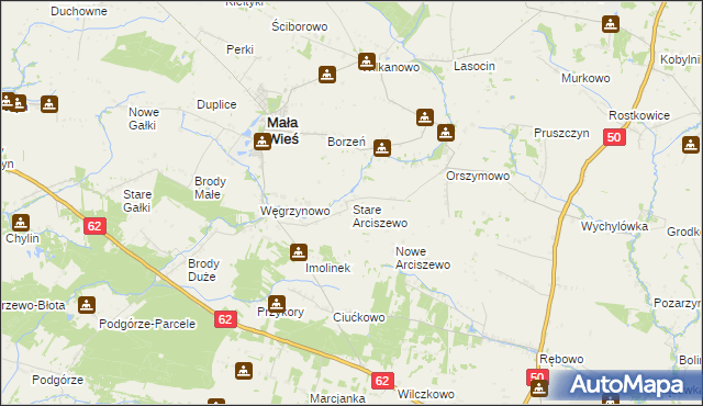 mapa Stare Arciszewo, Stare Arciszewo na mapie Targeo