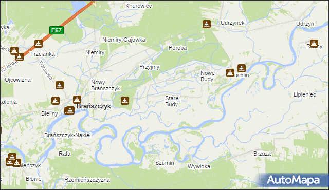 mapa Stare Budy gmina Brańszczyk, Stare Budy gmina Brańszczyk na mapie Targeo