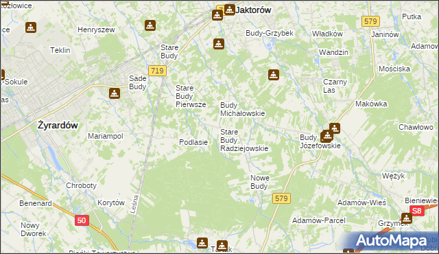 mapa Stare Budy Radziejowskie, Stare Budy Radziejowskie na mapie Targeo