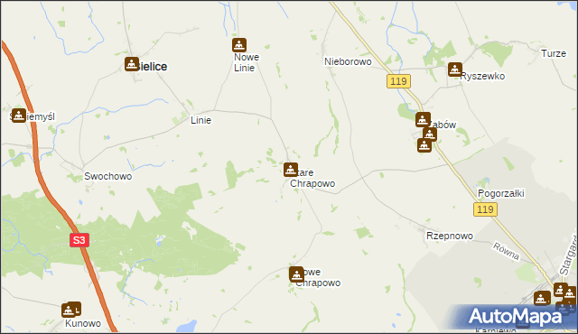 mapa Stare Chrapowo, Stare Chrapowo na mapie Targeo