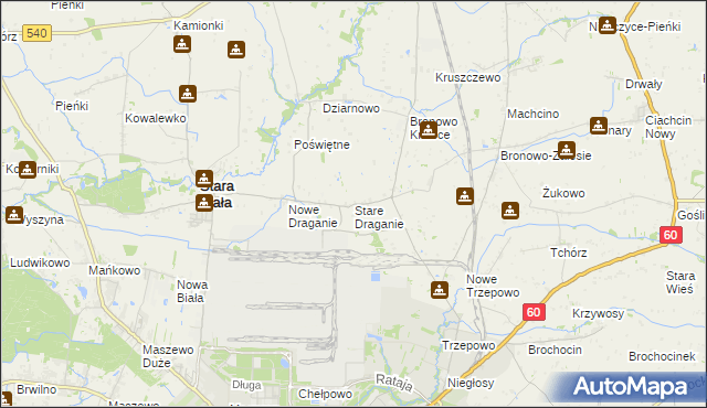 mapa Stare Draganie, Stare Draganie na mapie Targeo