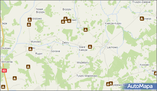 mapa Stare Kiełcze, Stare Kiełcze na mapie Targeo