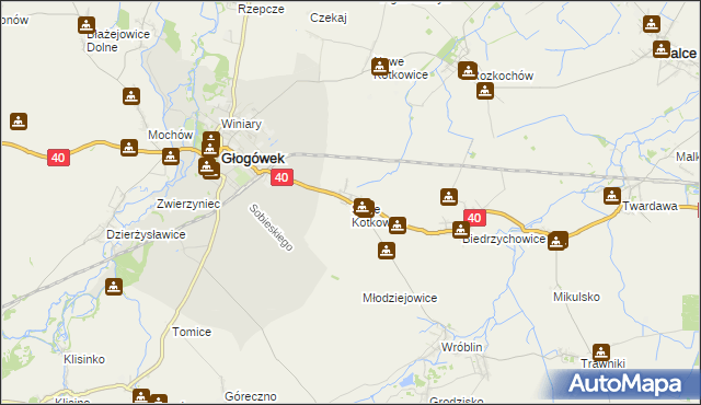 mapa Stare Kotkowice, Stare Kotkowice na mapie Targeo