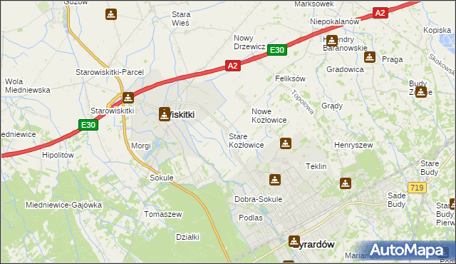 mapa Stare Kozłowice, Stare Kozłowice na mapie Targeo