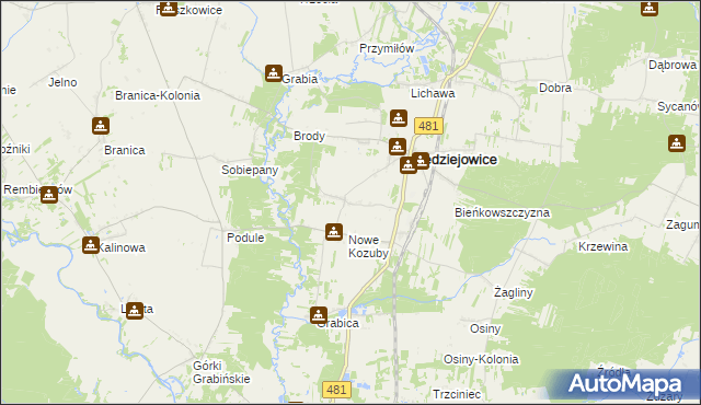 mapa Stare Kozuby, Stare Kozuby na mapie Targeo
