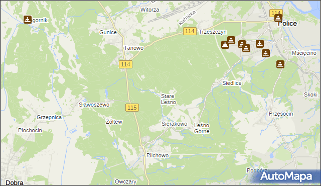 mapa Stare Leśno, Stare Leśno na mapie Targeo