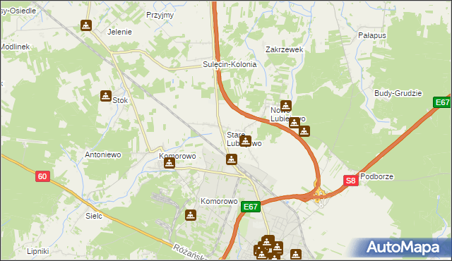 mapa Stare Lubiejewo, Stare Lubiejewo na mapie Targeo