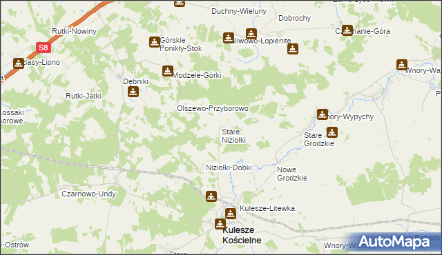 mapa Stare Niziołki, Stare Niziołki na mapie Targeo