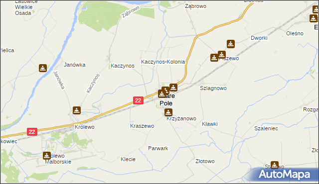 mapa Stare Pole powiat malborski, Stare Pole powiat malborski na mapie Targeo