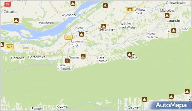 mapa Stare Polesie gmina Leoncin, Stare Polesie gmina Leoncin na mapie Targeo