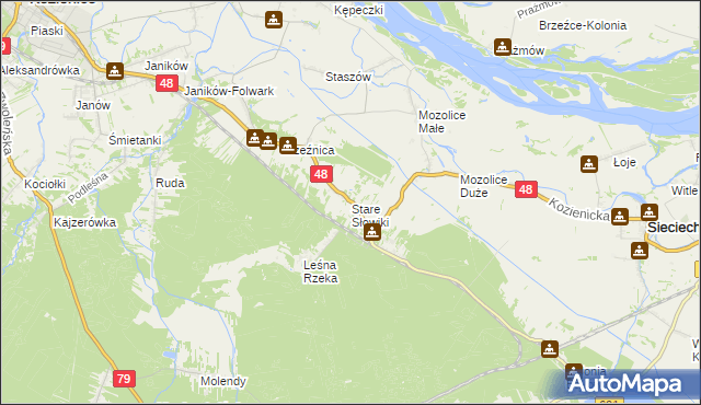 mapa Stare Słowiki, Stare Słowiki na mapie Targeo