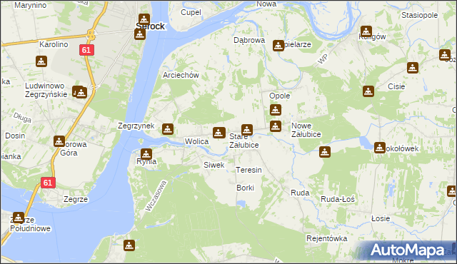 mapa Stare Załubice, Stare Załubice na mapie Targeo