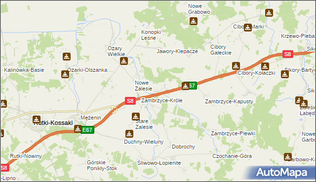 mapa Stare Zambrzyce, Stare Zambrzyce na mapie Targeo