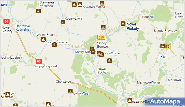 mapa Stare Żochy, Stare Żochy na mapie Targeo