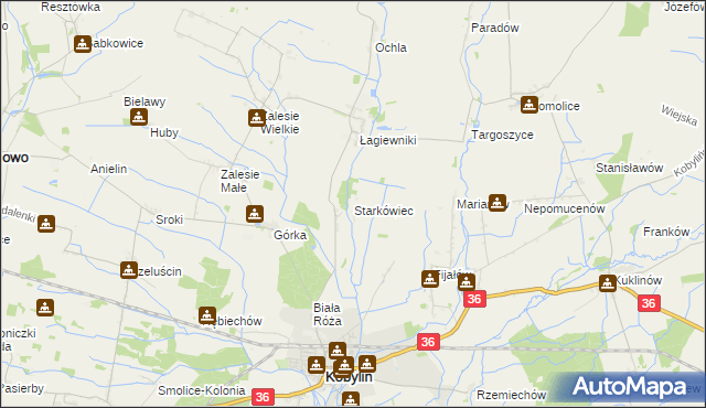 mapa Starkówiec, Starkówiec na mapie Targeo