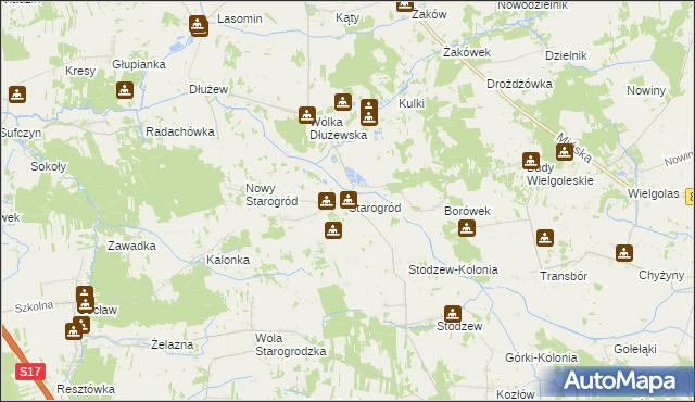 mapa Starogród gmina Siennica, Starogród gmina Siennica na mapie Targeo