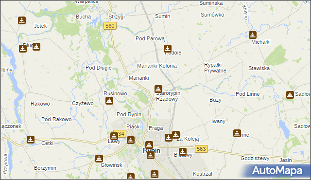 mapa Starorypin Rządowy, Starorypin Rządowy na mapie Targeo