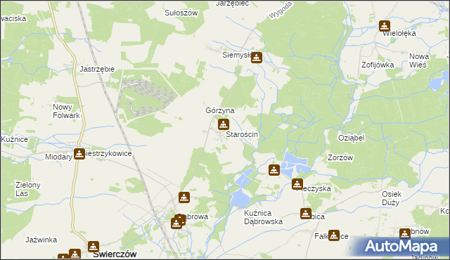 mapa Starościn gmina Świerczów, Starościn gmina Świerczów na mapie Targeo