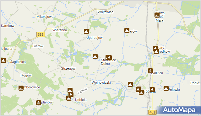 mapa Starowice Dolne, Starowice Dolne na mapie Targeo