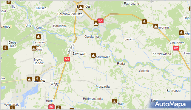 mapa Starowola gmina Jadów, Starowola gmina Jadów na mapie Targeo