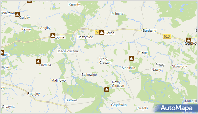 mapa Stary Cieszyn, Stary Cieszyn na mapie Targeo