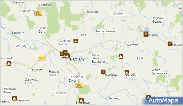 mapa Stary Dwór Barciański, Stary Dwór Barciański na mapie Targeo