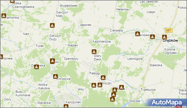 mapa Stary Dwór gmina Wierzbno, Stary Dwór gmina Wierzbno na mapie Targeo