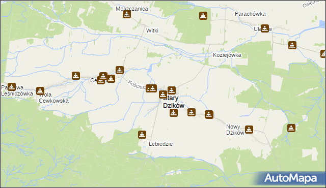 mapa Stary Dzików, Stary Dzików na mapie Targeo