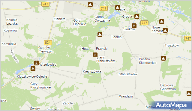 mapa Stary Franciszków, Stary Franciszków na mapie Targeo