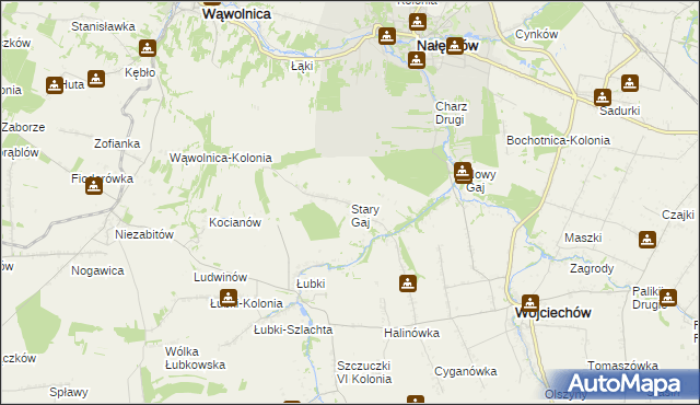 mapa Stary Gaj gmina Wojciechów, Stary Gaj gmina Wojciechów na mapie Targeo