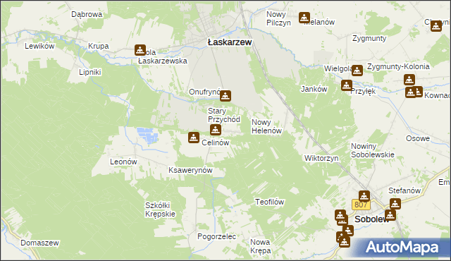 mapa Stary Helenów, Stary Helenów na mapie Targeo