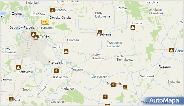 mapa Stary Karolew, Stary Karolew na mapie Targeo