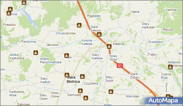 mapa Stary Kiełbów, Stary Kiełbów na mapie Targeo