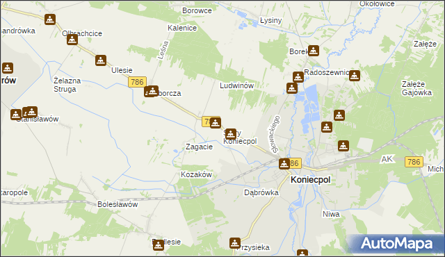 mapa Stary Koniecpol, Stary Koniecpol na mapie Targeo