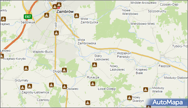 mapa Stary Laskowiec, Stary Laskowiec na mapie Targeo