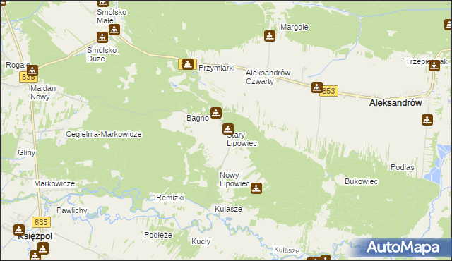 mapa Stary Lipowiec, Stary Lipowiec na mapie Targeo